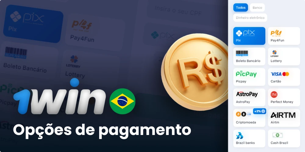 Opções de pagamento da 1win no Brasil