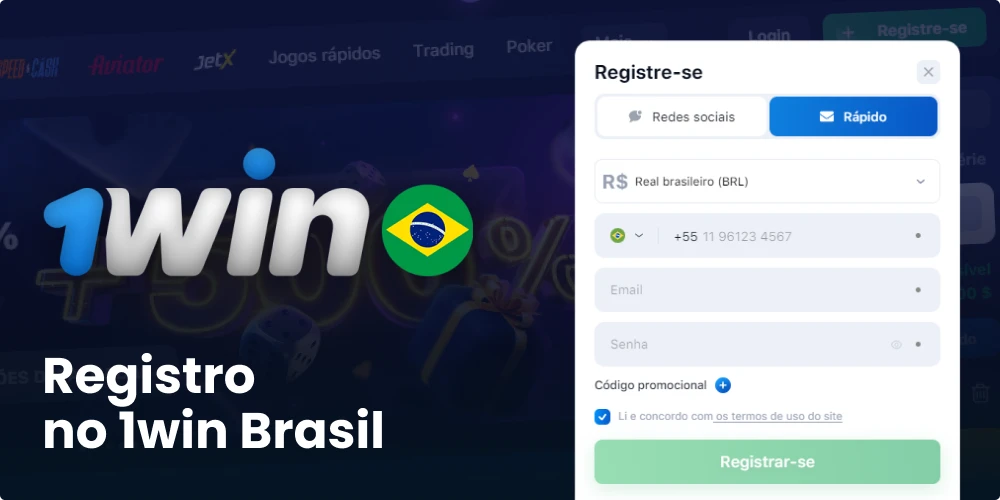 Registo de jogadores brasileiros no 1win