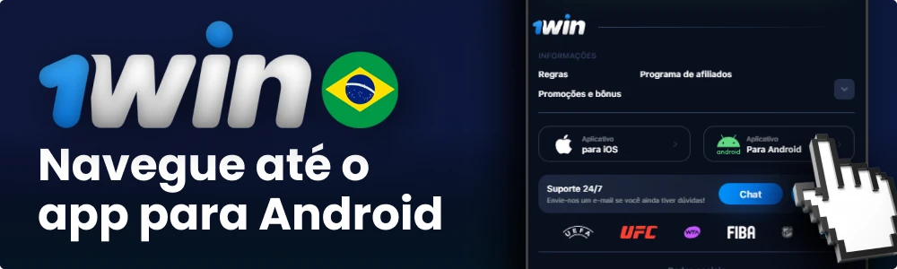Navegue até o app 1win Brasil para Android